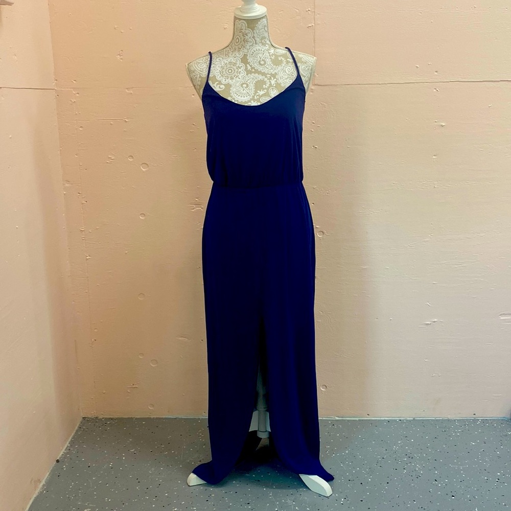 susana monaco rouched waist, front slit, maxi dress